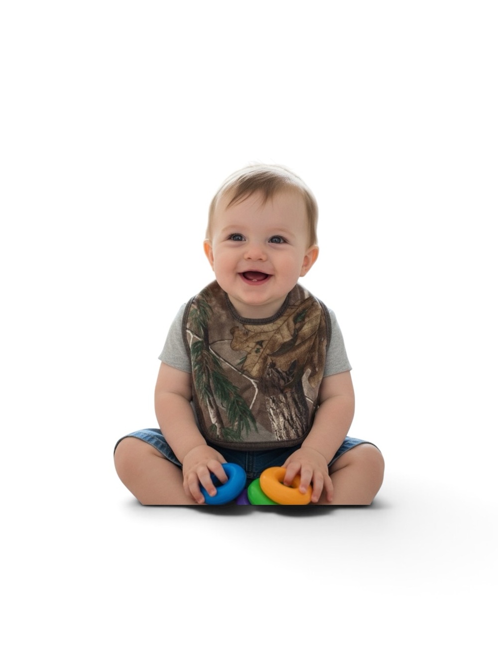 Camouflage Baby Bib in Brown & Green - Soft Feeding Bib